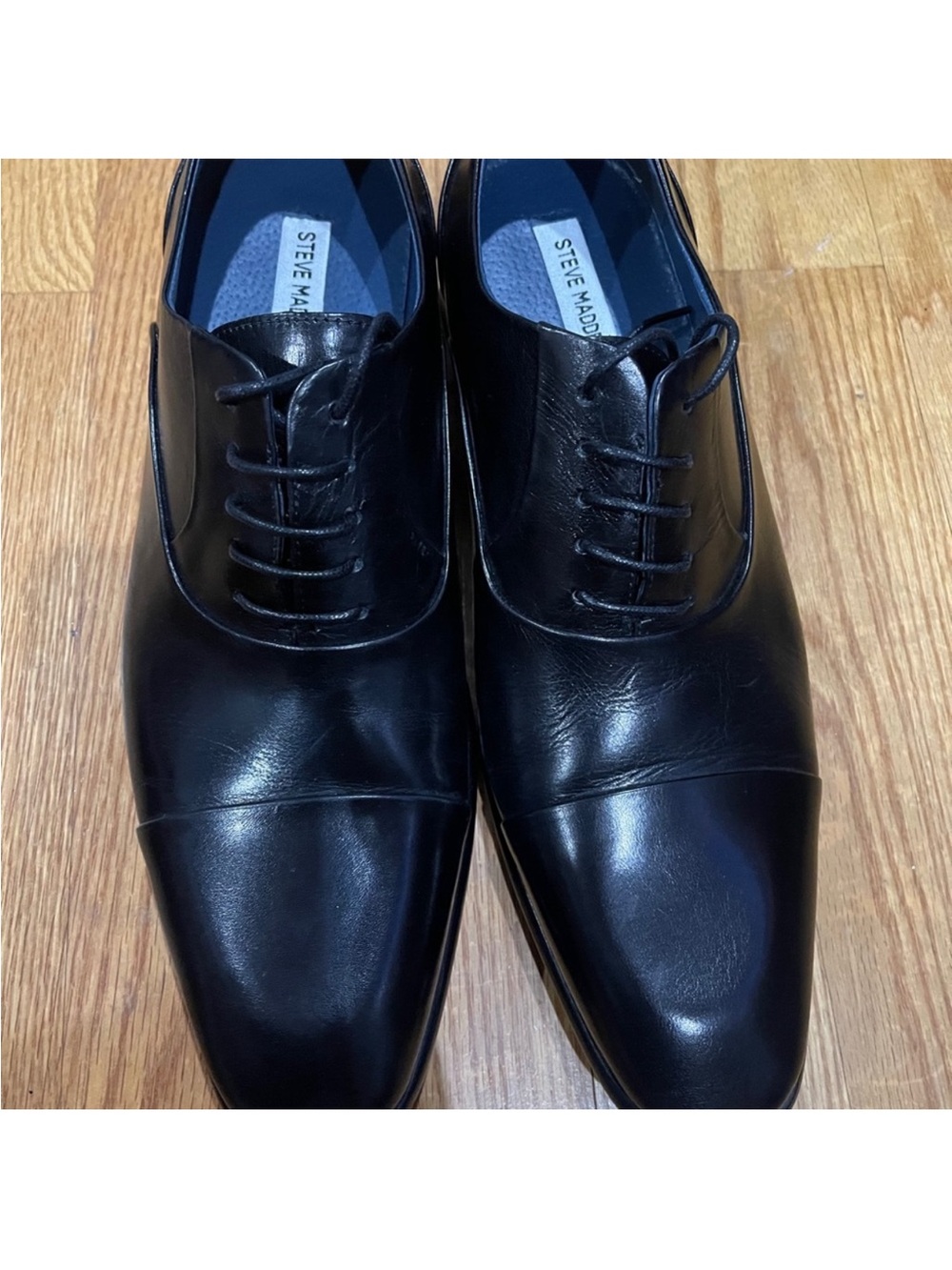 NWOT Steve Madden Men's Black Cap-Toe Lace-Up Oxfords